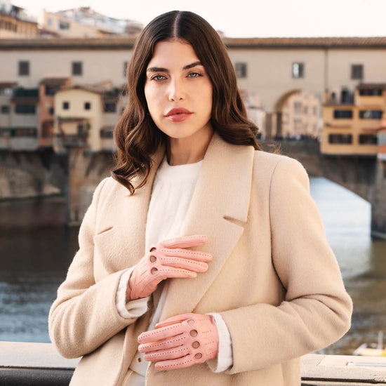 Alessa (pink) - classic Italian lambskin leather driving gloves - Leather Gloves Online - Luxury Leather Gloves - 4