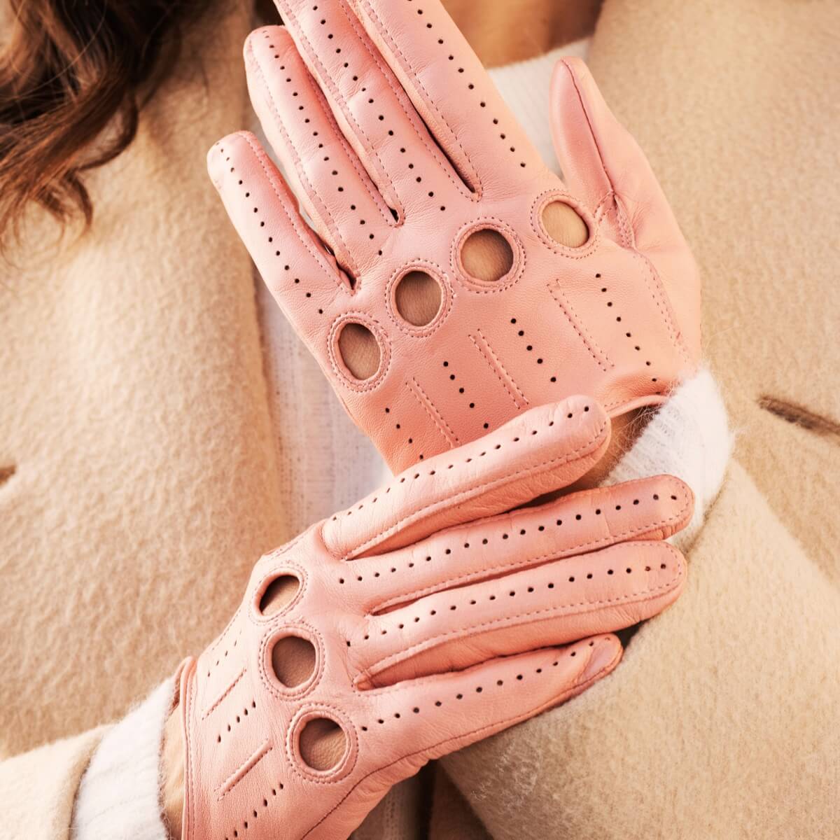 Alessa (pink) - classic Italian lambskin leather driving gloves - Leather Gloves Online - Luxury Leather Gloves - 5