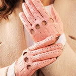 Alessa (pink) - classic Italian lambskin leather driving gloves - Leather Gloves Online - Luxury Leather Gloves - 5