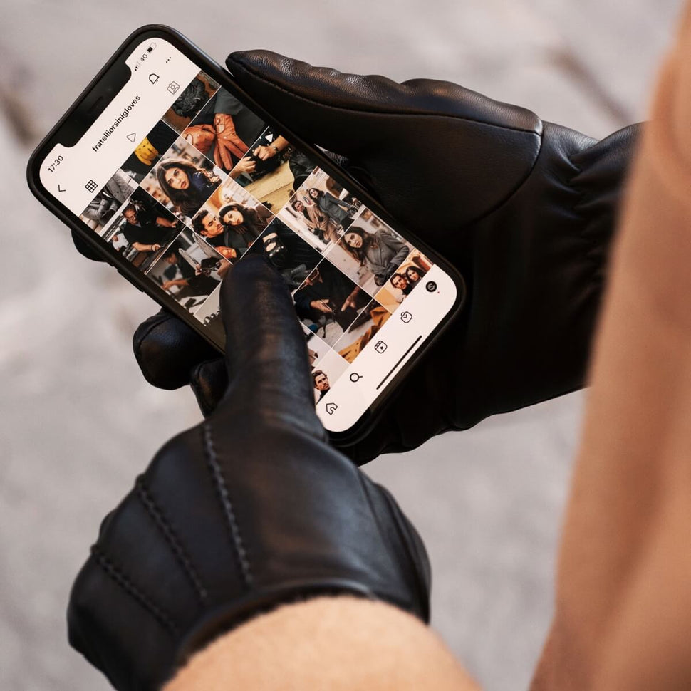 Leather Gloves Men Black Touchscreen - Handmade in Italy – Premium Leather Gloves – Leather Gloves Online® -  7