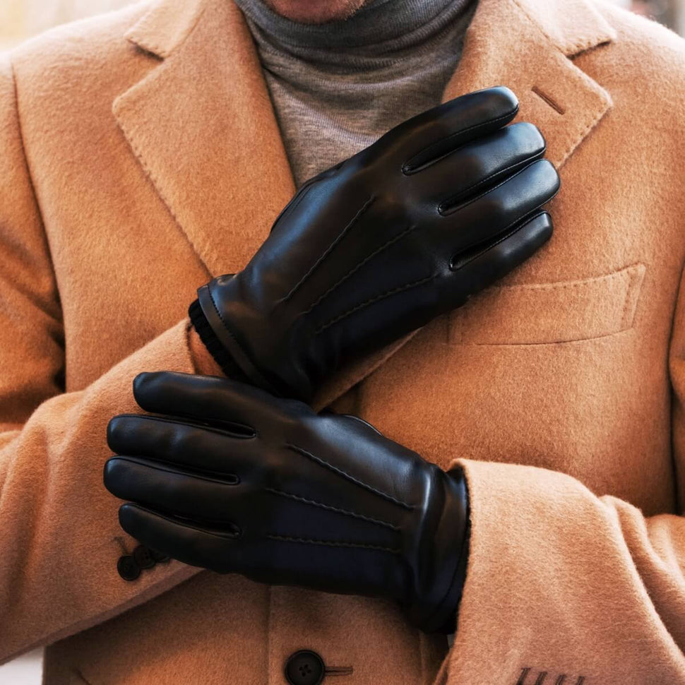 Leather Gloves Men Black Touchscreen - Handmade in Italy – Premium Leather Gloves – Leather Gloves Online® -  8