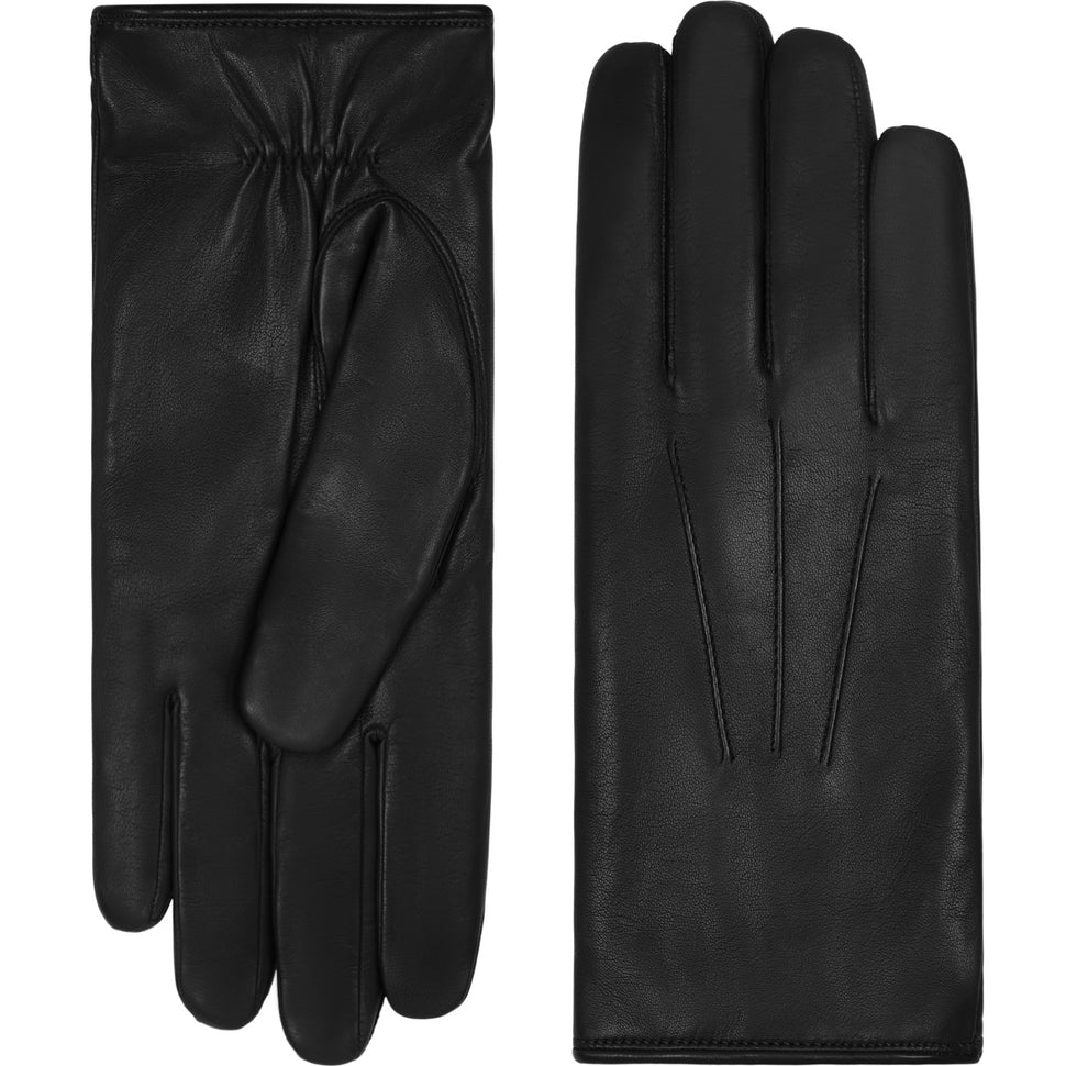 Rabbit Fur Leather Gloves Black Natural Fur - Handmade in Italy ...
