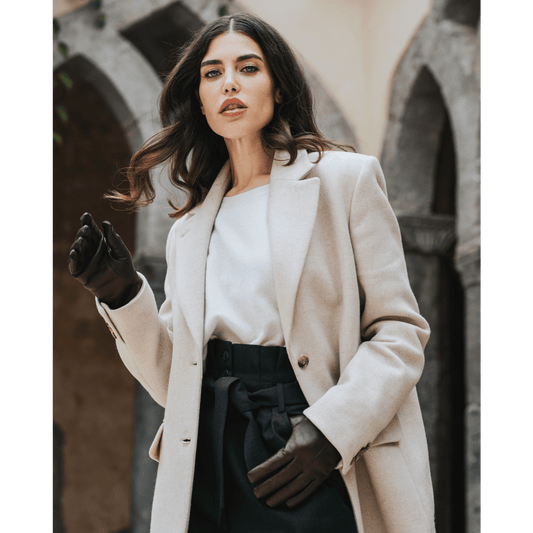 Francesca (brown) - Italian lambskin leather gloves with white rabbit fur lining  - Leather Gloves Online - Luxury Leather Gloves - 8