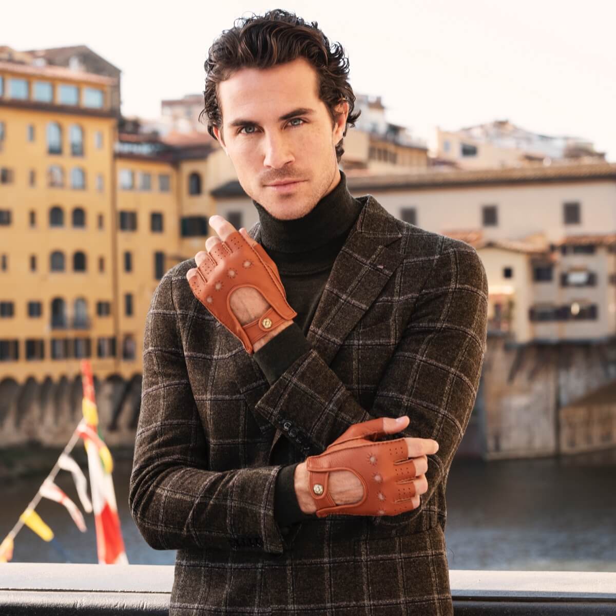 Vincenzo (brown): fingerless Italian driving gloves made of American deerskin leather - Leather Gloves Online - Luxury Leather Gloves - 6