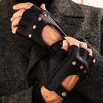 Vincenzo (black) - fingerless Italian driving gloves made of American deerskin leather - Leather Gloves Online - Luxury Leather Gloves - 7