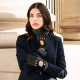 Maria (black) - Italian driving gloves made of American deerskin leather - Leather Gloves Online - Luxury Leather Gloves - 3