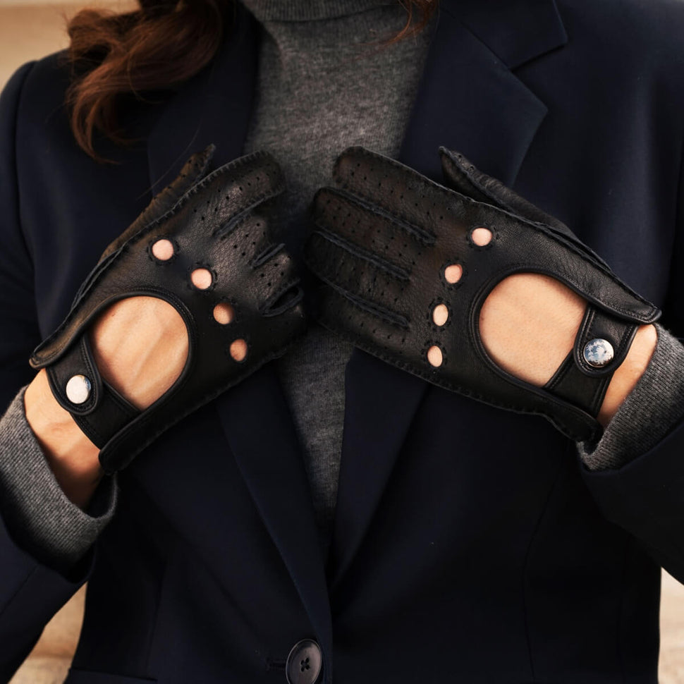 Black Driving Gloves Women - Deerskin - Handmade in Italy – Premium Leather Gloves – Leather Gloves Online® -  6