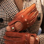 Maria (brown) - Italian driving gloves made of American deerskin leather - Leather Gloves Online - Luxury Leather Gloves - 4