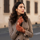 Maria (brown) - Italian driving gloves made of American deerskin leather - Leather Gloves Online - Luxury Leather Gloves - 5