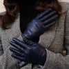 Sofia (navy blue) - Italian lambskin leather gloves with silk lining - Leather Gloves Online - Luxury Leather Gloves - 3