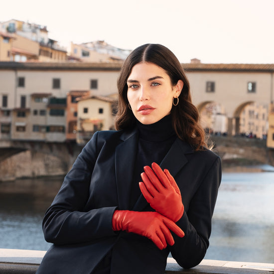 Isabella (red) - Italian lambskin leather gloves with cashmere lining - Leather Gloves Online - Luxury Leather Gloves - 7