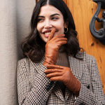 Sofia (cognac) - Italian lambskin leather gloves with silk lining - Leather Gloves Online - Luxury Leather Gloves - 6