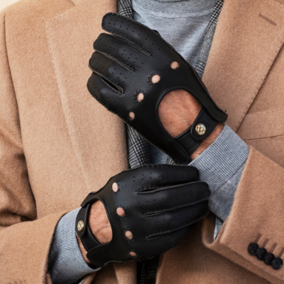 Men's Driving Gloves Deerskin Dark Brown Leonardo – Premium Leather Gloves – Leather Gloves Online® - 8