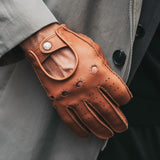 Leonardo (brown) - Italian driving gloves made of American deerskin leather - Leather Gloves Online - Luxury Leather Gloves - 3