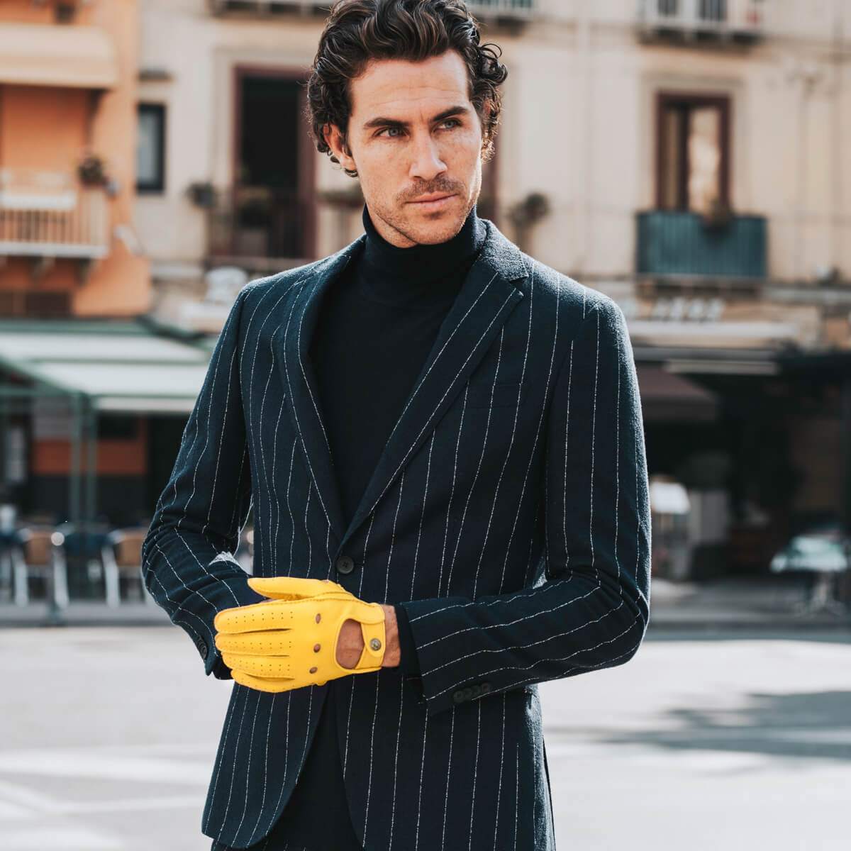 Leonardo (yellow) - Italian driving gloves made of American deerskin leather - Leather Gloves Online - Luxury Leather Gloves - 4