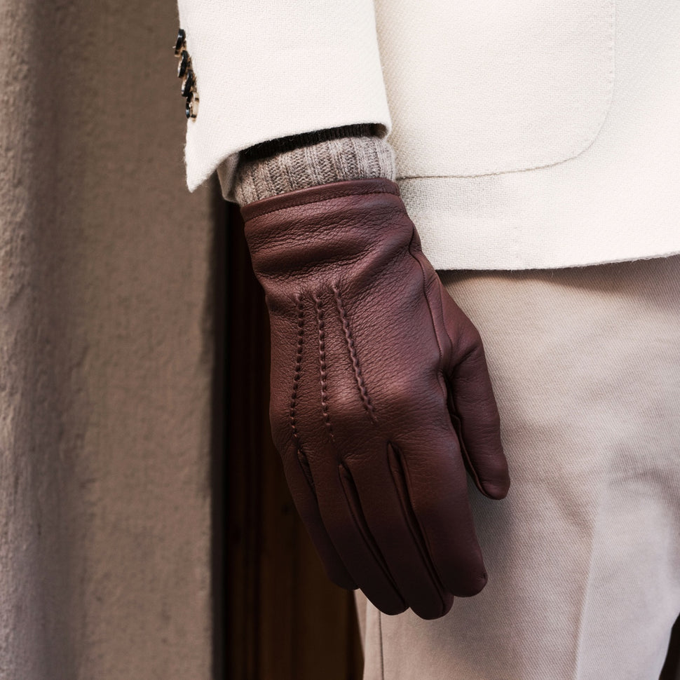 Deerskin Leather Gloves Men Brown - Handmade in Italy – Premium Leather Gloves – Leather Gloves Online® - 7