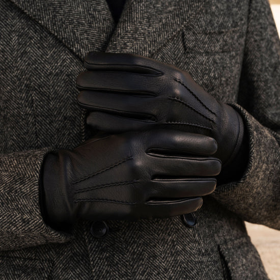 Lorenzo (black) - Italian gloves made of American deerskin leather with cashmere lining - Leather Gloves Online - Luxury Leather Gloves - 7