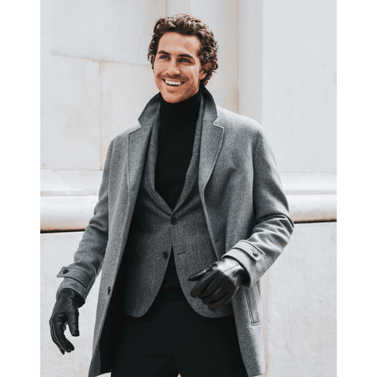 Marco (black) - Italian lambskin leather gloves with brown rabbit fur lining - Leather Gloves Online - Luxury Leather Gloves - 11