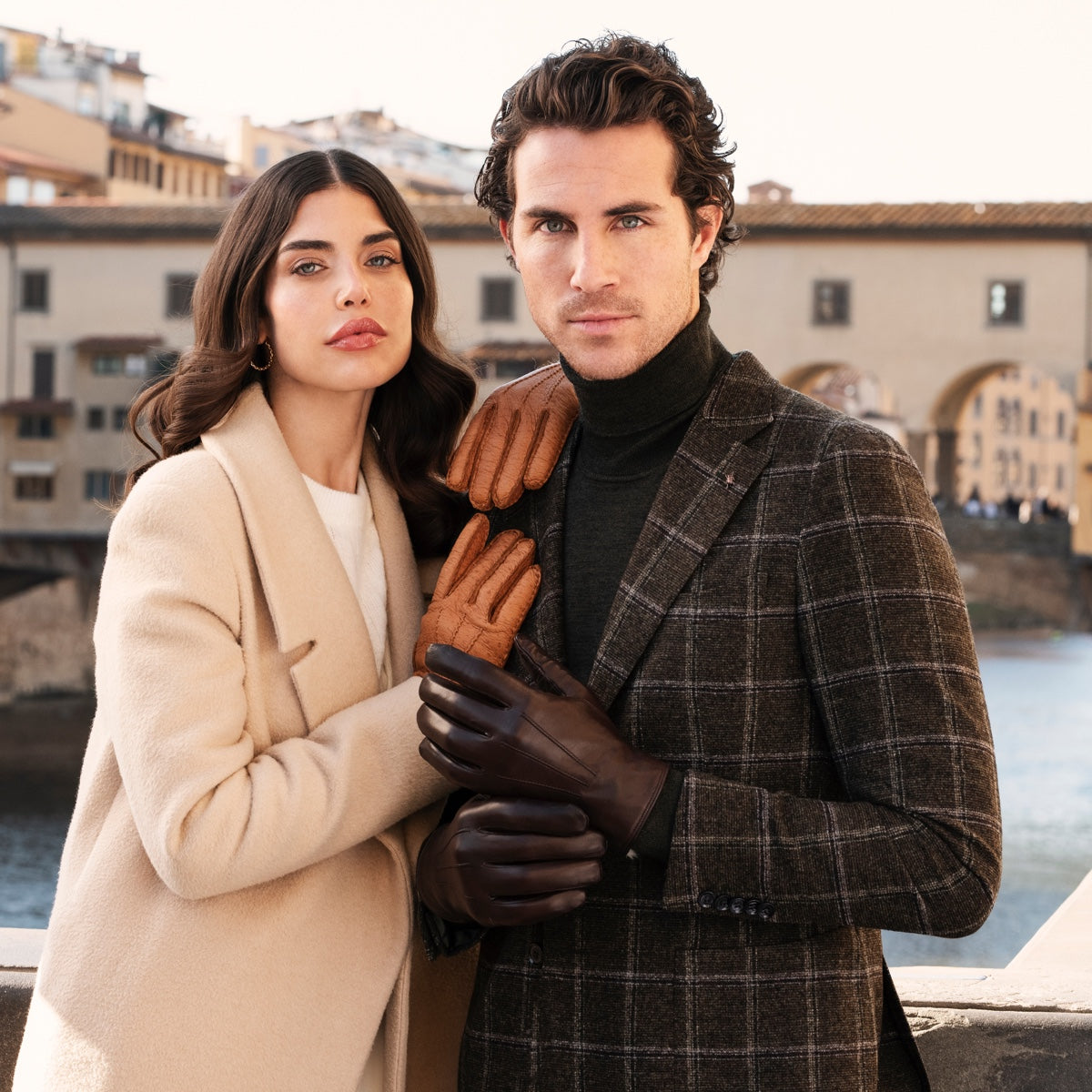 Marco (brown) - Italian lambskin leather gloves with white rabbit fur lining - Leather Gloves Online - Luxury Leather Gloves - 10