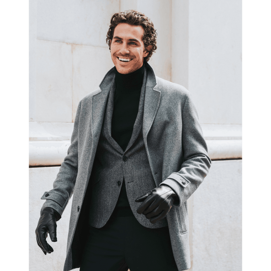 Marco (black) - Italian lambskin leather gloves with white rabbit fur lining - Leather Gloves Online - Luxury Leather Gloves - 8
