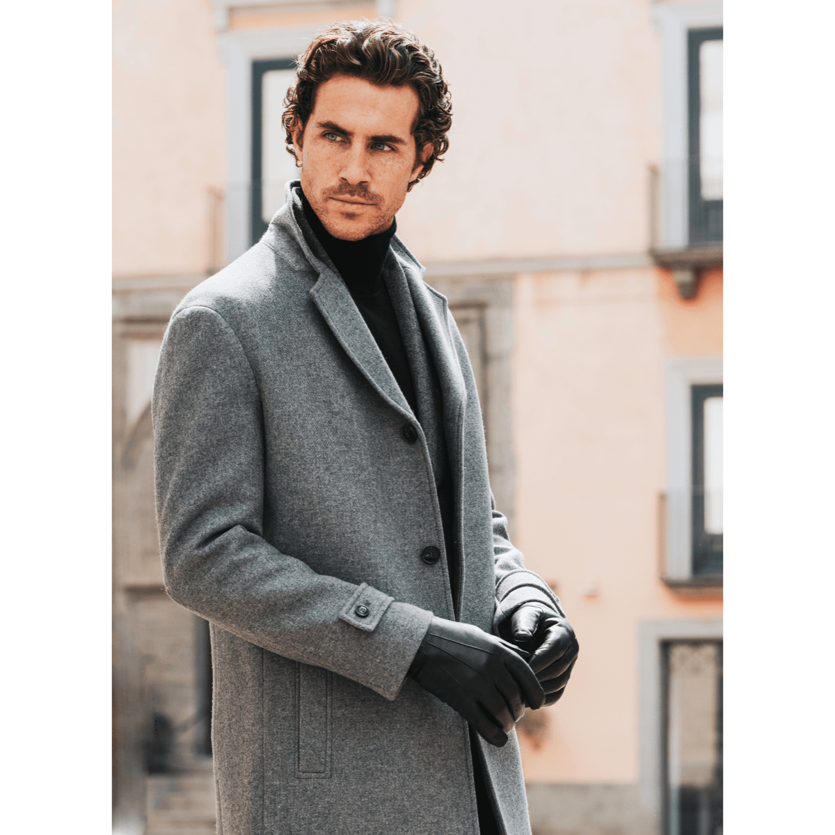 Marco (black) - Italian lambskin leather gloves with brown rabbit fur lining - Leather Gloves Online - Luxury Leather Gloves - 8