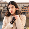 Rossana (dark brown) - Italian fingerless lambskin leather driving gloves - Leather Gloves Online - Luxury Leather Gloves - 2