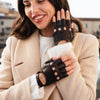 Rossana (dark brown) - Italian fingerless lambskin leather driving gloves - Leather Gloves Online - Luxury Leather Gloves - 4
