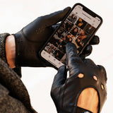 Umberto (black) - Italian lambskin leather driving gloves & touchscreen feature - Leather Gloves Online - Luxury Leather Gloves - 3