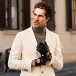 Umberto (black) - Italian lambskin leather driving gloves & touchscreen feature - Leather Gloves Online - Luxury Leather Gloves - 2